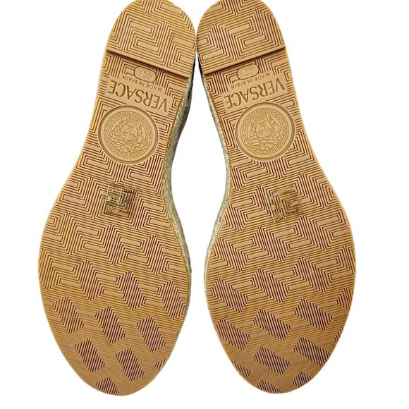 New Versace 95 Medusa Satin Espadrille Wedge Sandals Pink Size 40 - Picture 8 of 10